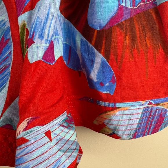 Farm Rio Sweet Jungle High Waist Linen Shorts in Ananas Red - Picture 6 of 7